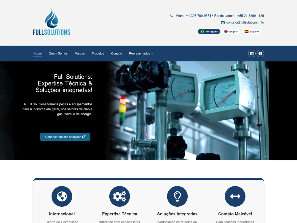 Site Full Solutions Brasil, projeto da VIGHOME