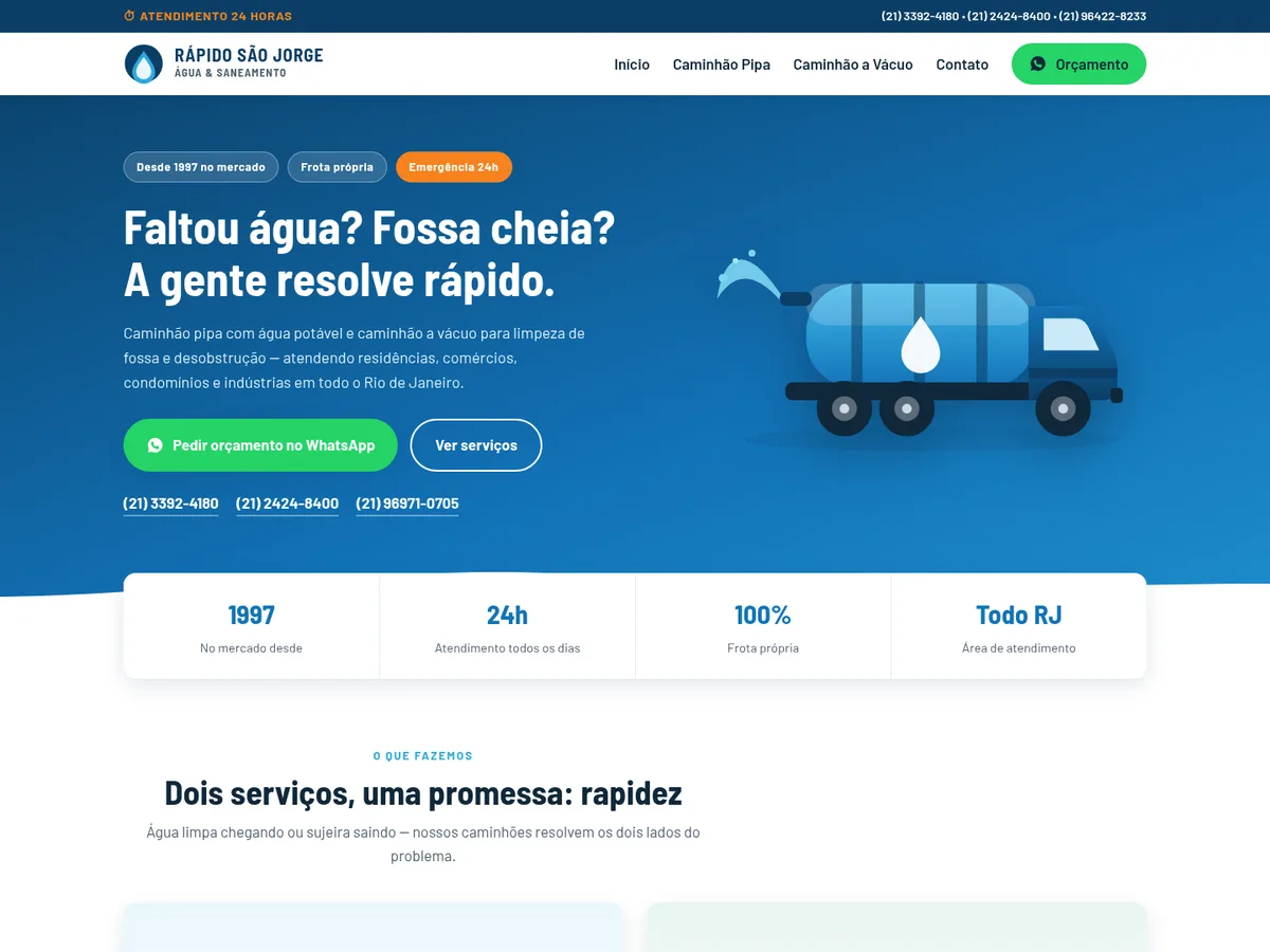 Site Rápido São Jorge, projeto da VIGHOME