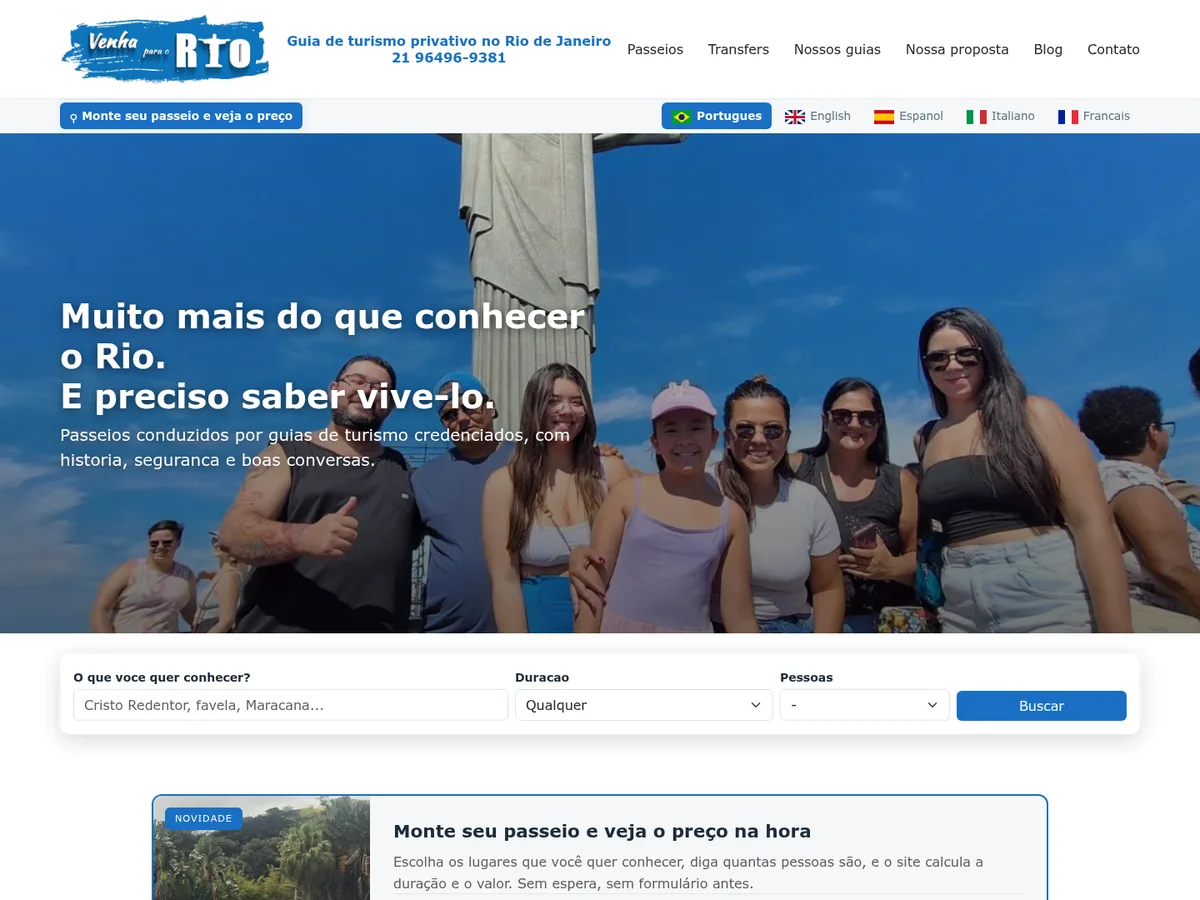 Site Venha para o Rio, projeto da VIGHOME